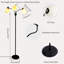  Lampe sur pied à 3 lumières multicolores avec lampe sur pied et poteaux hauts avec accoudoirs flexibles et abat-jour en PVC blanc pour le salon