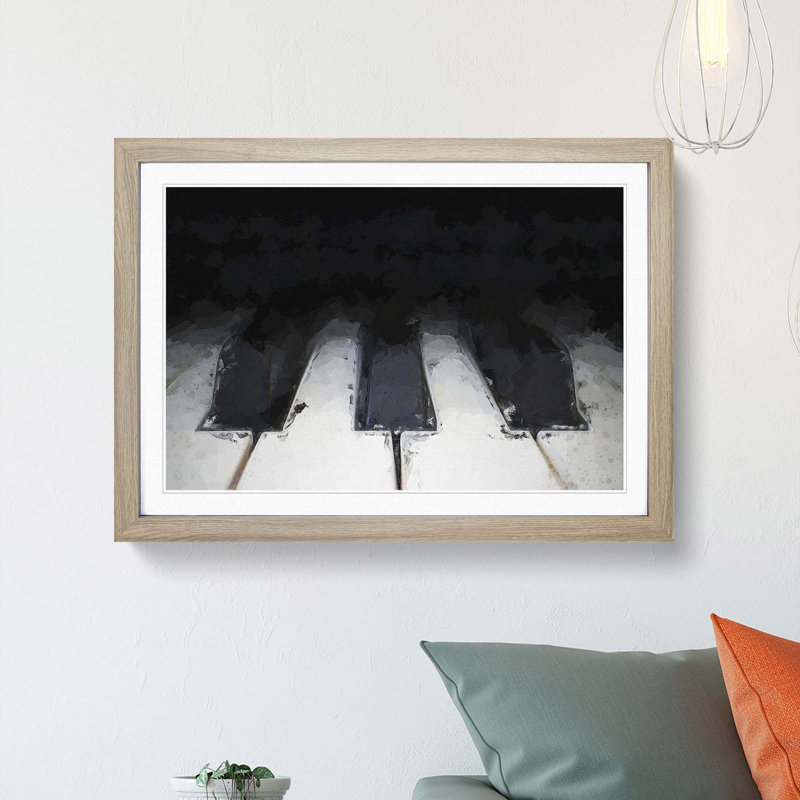 Keys of the Piano in Abstract - Framed Print, 35cm H x 50cm W x 2cm D, Oak