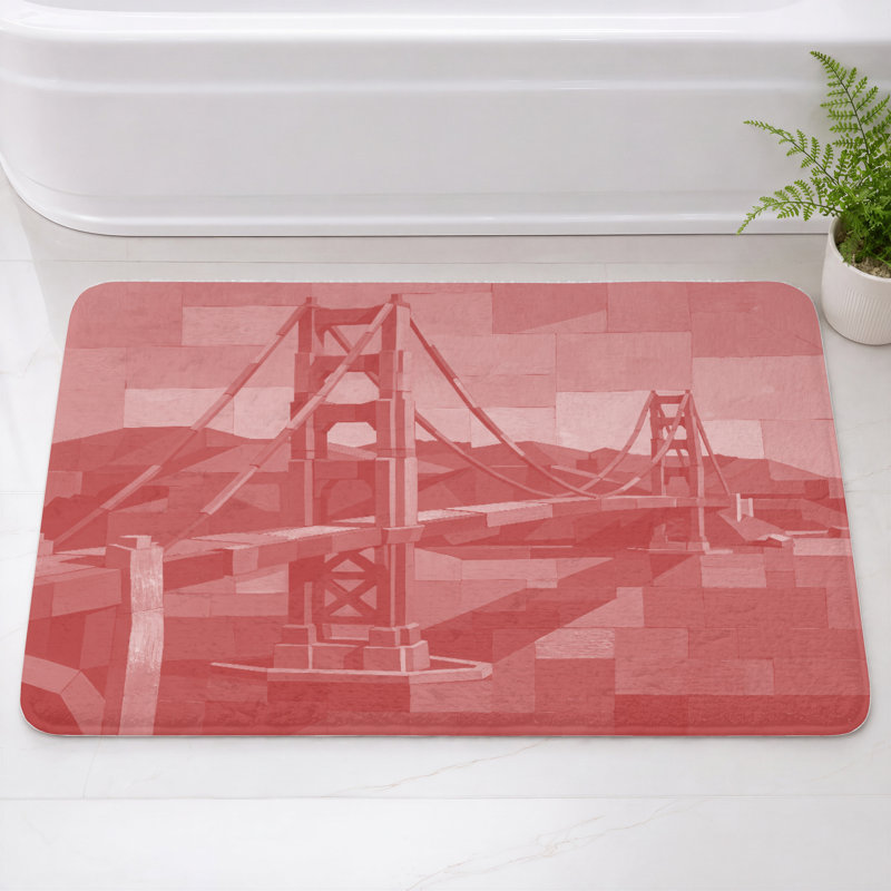 Tapis de bain Golden Gate Bridge, L 24 po x L 17 po, Medium Red Dark Red