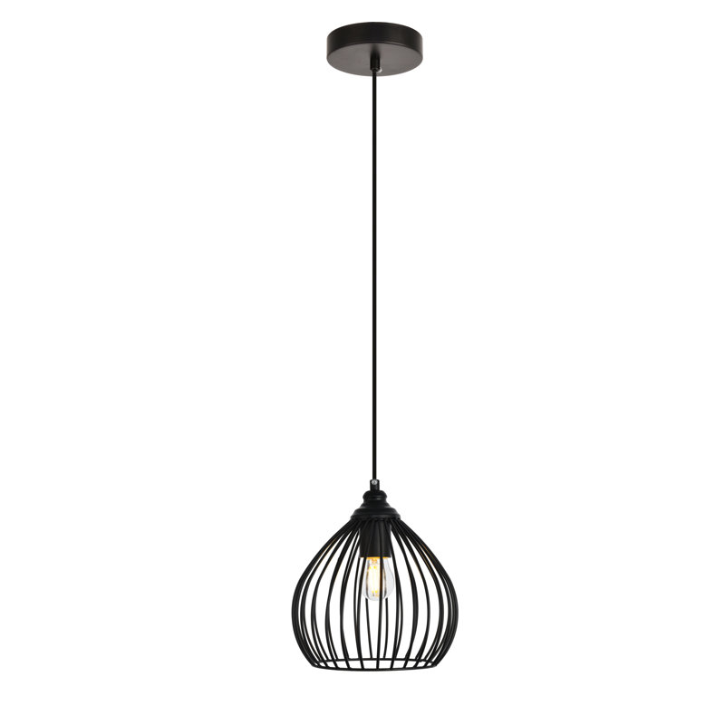 Luminaire suspendu en forme de dôme en métal 1 lumière Fircrest, Noir