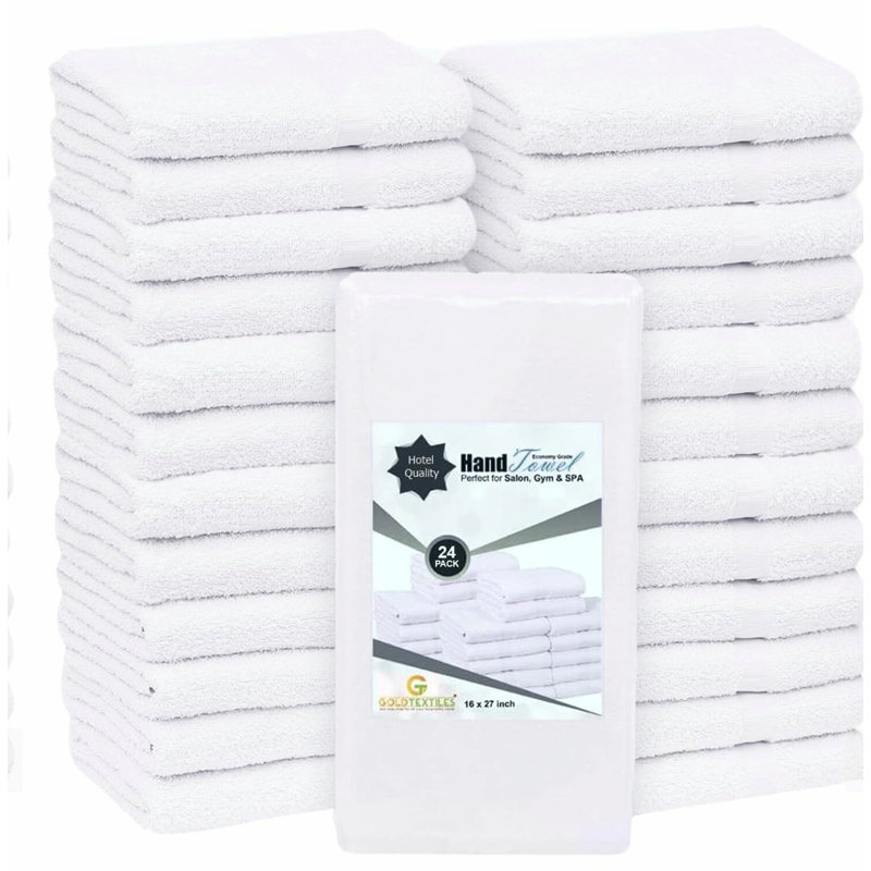 UltraAbsorb Cotton Blend Hand Towels - 24 Pack, 16x27 Inch, Ideal for Salon, Gym, Hotel, Kitchen, and Home Use