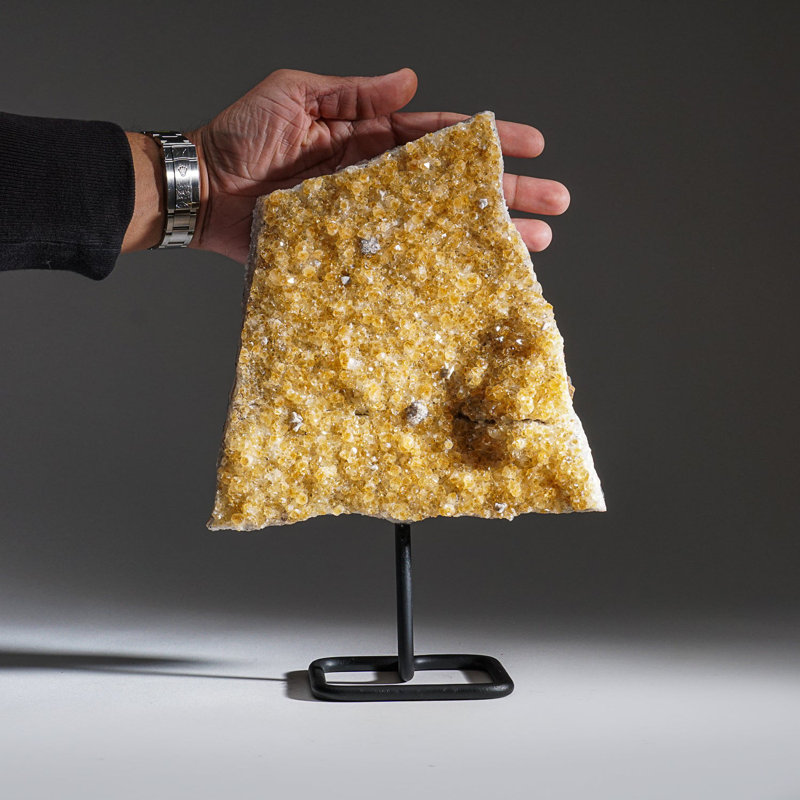 Citrine Quartz Crystal Cluster On Metal Stand (12", 5.7 Lbs)