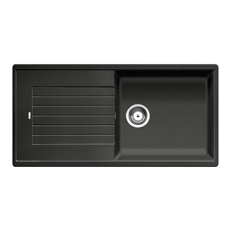 Zia Single Bowl Inset Kitchen Sink, Anthracite, 202mm H x 500mm W x 1000mm L