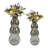 Set of Two Decorative Modern Silver Gourd Stacked Handmade Glass Flower Vase