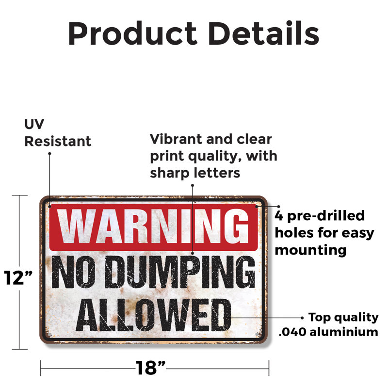 Panneau d'avertissement en aluminium 12 po x 18 po, H 12 po x l 18 po x P 0,1 po