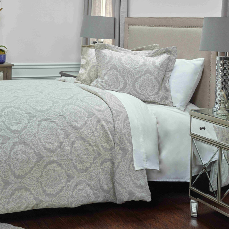 Treina Traditional Linen Damask Duvet Cover, Full/Double Duvet Cover
