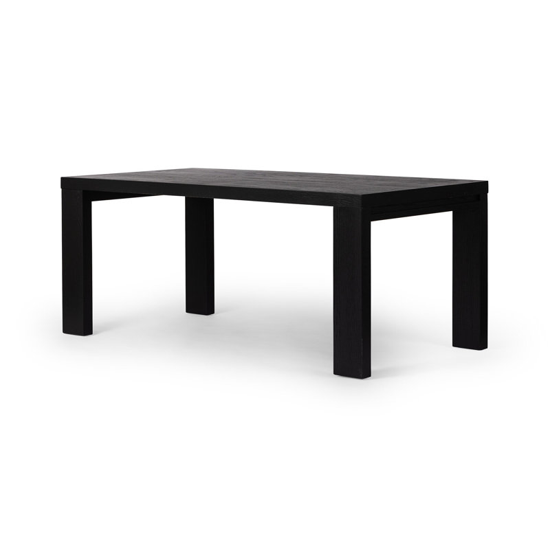 Millie Solid Oak Dining Table, 30" H x 72" L x 72" W, Drifted Matte Black Veneer