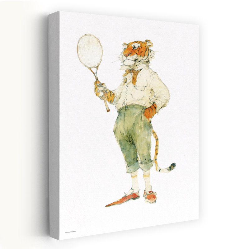 The Tennis Tiger, art contemporain, H 36 po x l 24 po