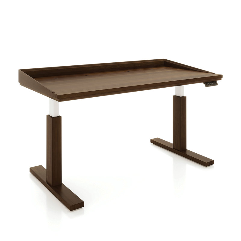 Odin Home Office Solid Wood Standing Desk, Saddle Cherry, 51" H x 60" W x 30" D, White