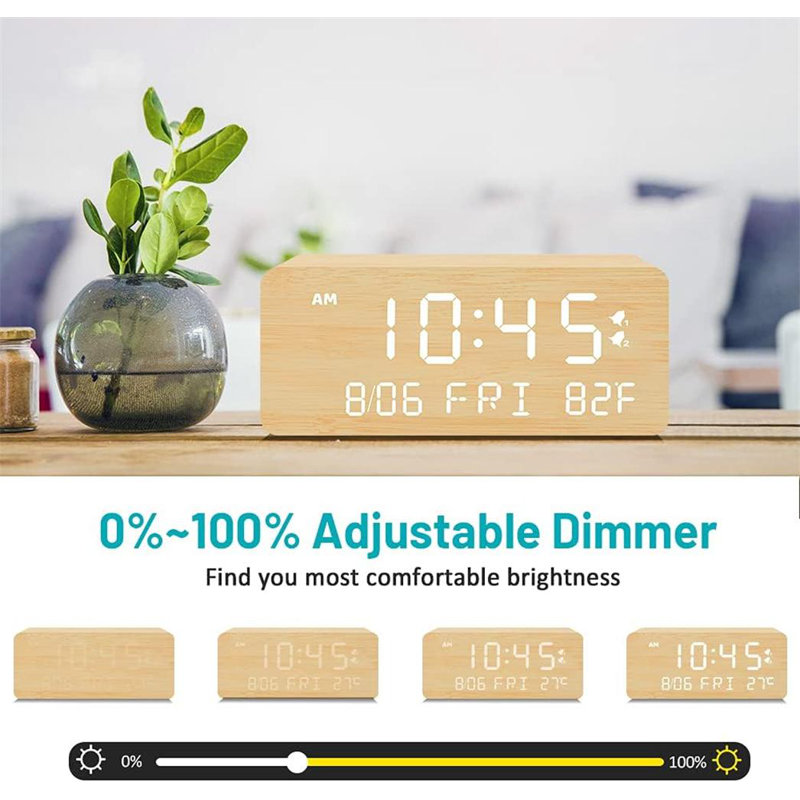 Gribbin Solid Wood Electric Tabletop Clock, Bamboo