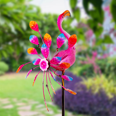 Girouette en métal, flamant rose, H 63 po