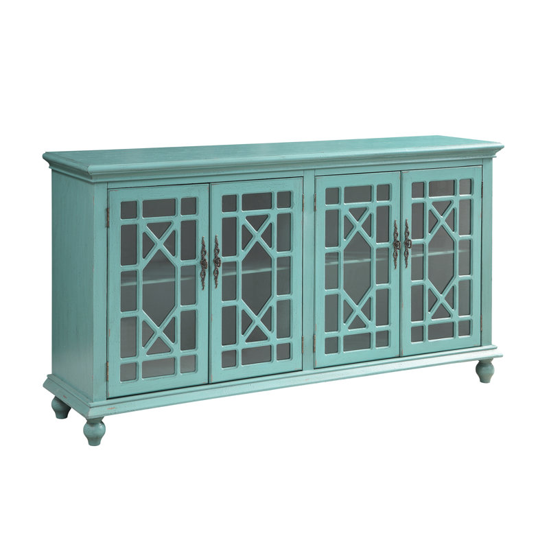 Ira Wood Four Door Credenza, Bayberry Blue
