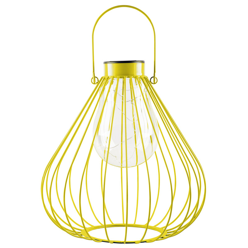 12"H Yellow Solar Wire Lantern