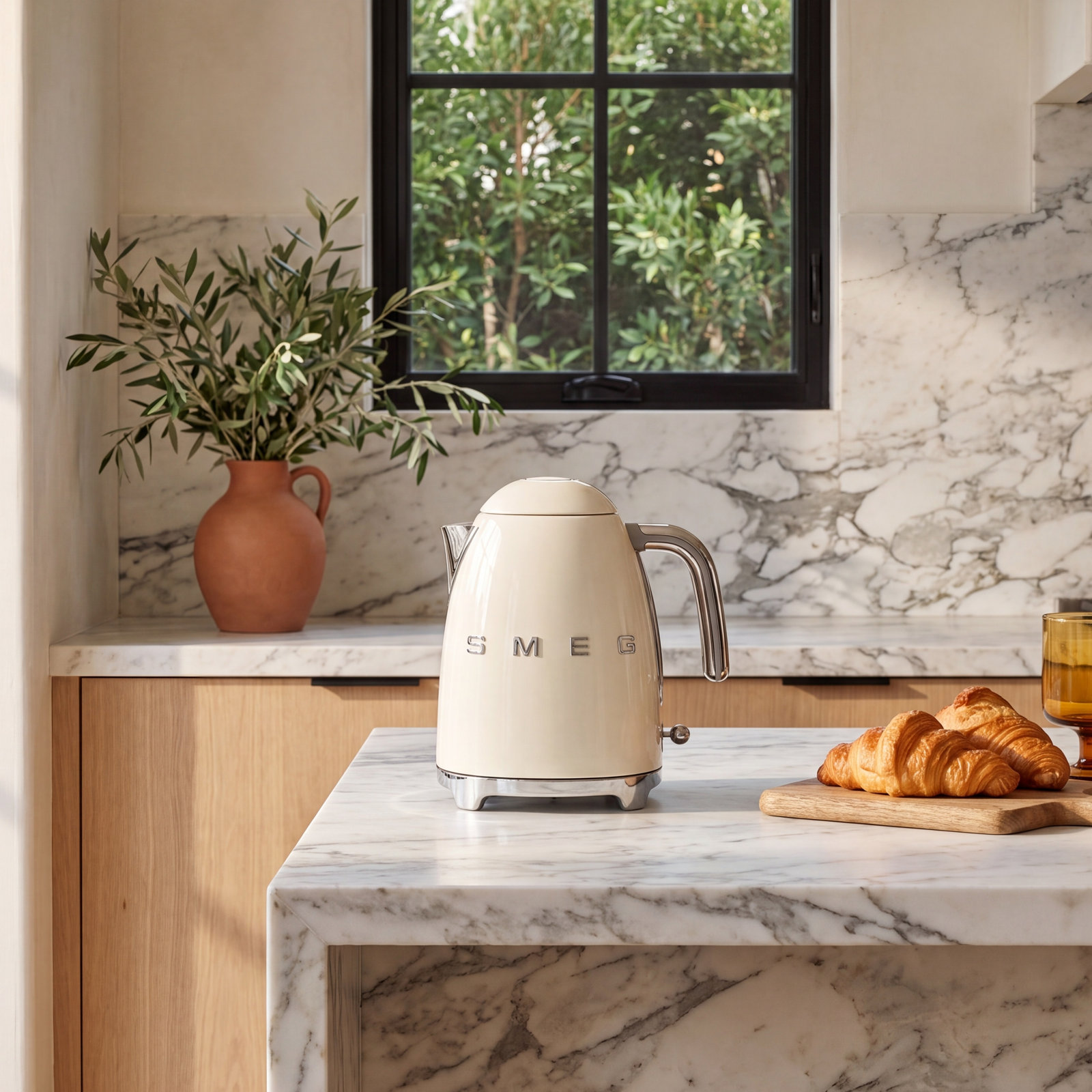 SMEG 50s Style 7-Cup Electric Kettle, Cream
