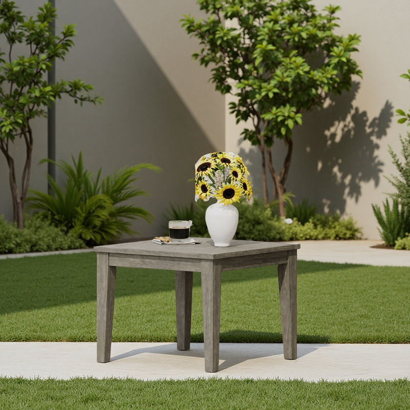 Table d'appoint d'extérieur en bois d'acacia, Gris, Gris