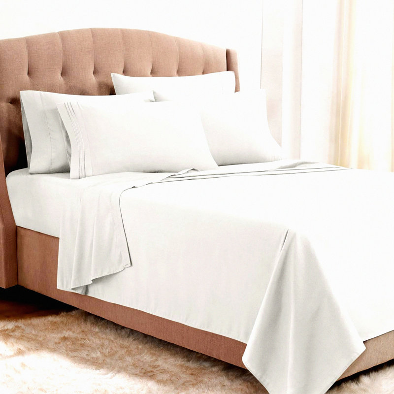 Luxury Linens 1800 Queen Bed Sheet Set - Wrinkle, Fade & Stain Resistant - Extra Pillowcases Included - Premier Collection - White