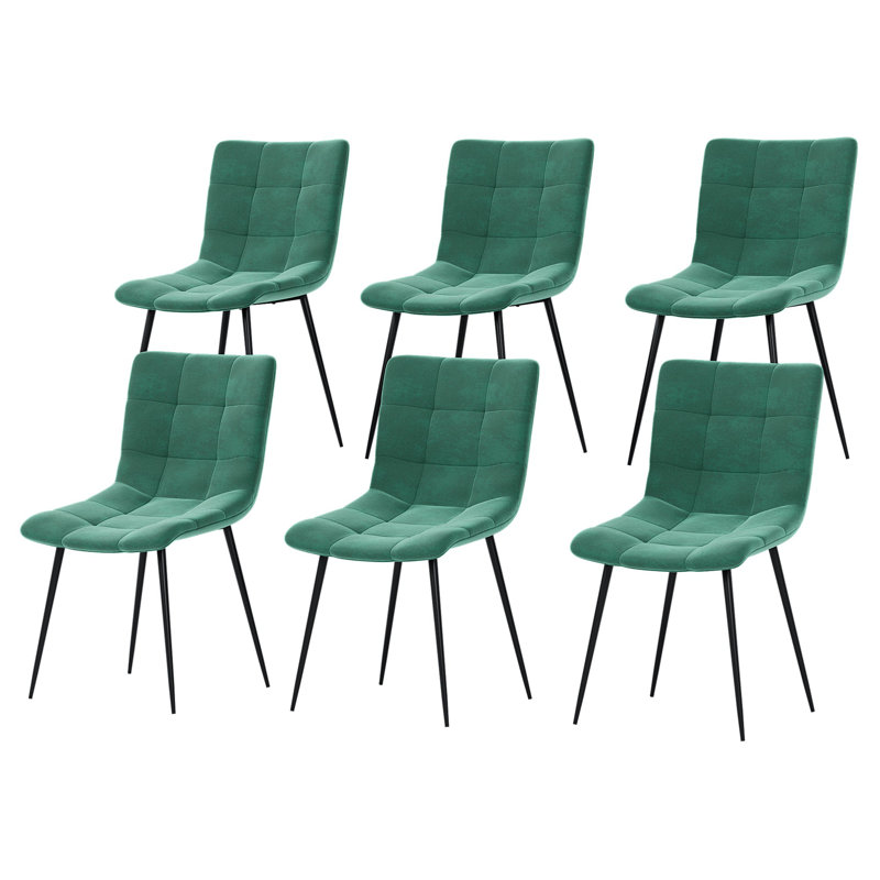 Dining Chairs Upholstered Velvet Fabric Seat Kitchen Dining Room Furniture, UKFR Certified, 6, Green
