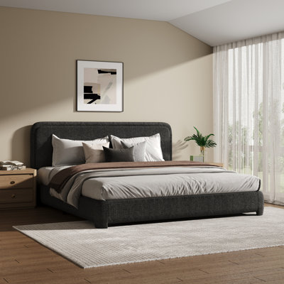 Lit plateforme tapissier Hayden Boucle
