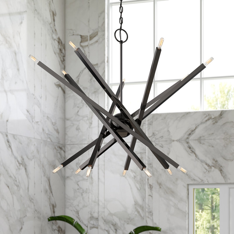 14 - Light Steel Dimmable Sputnik Modern Linear Chandelier