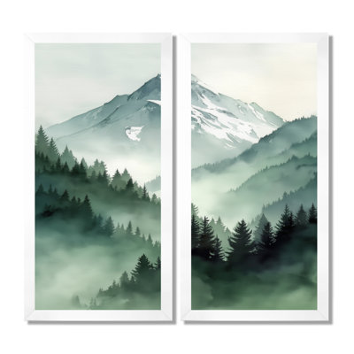 «Morocco Morning Mist Berber Mountains - Mountains Snow», impressions encadrées, paysage vert, art mural sur toile 2 pièces