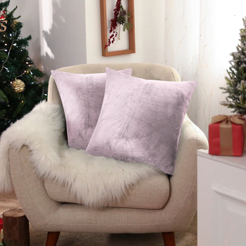 Perfas Square Scatter Crushed Velvet Cushion Cover, Pink