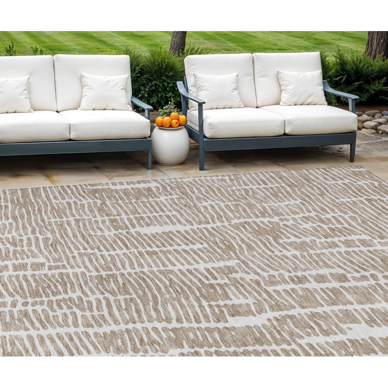 Tapis intérieur lavable abstrait 10 pi x 14 pi ivoire