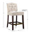 Tabouret de comptoir - Revêtement brun clair tendance, bois, dossier à boutons, plaque de protection en bronze, pieds d'assemblage en bois de 26 po requis, outils inclus