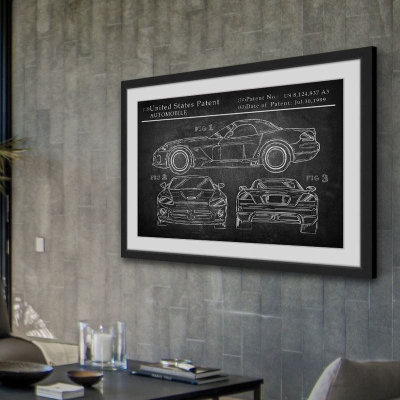 « sports voiture design », reproduction d’art encadrée, H 16 po x l 24 po x P 1,5 po