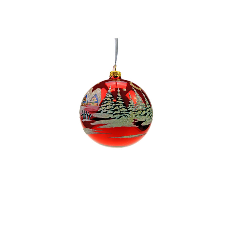 Ornement boule de Noël en verre Victoria Bella, Red