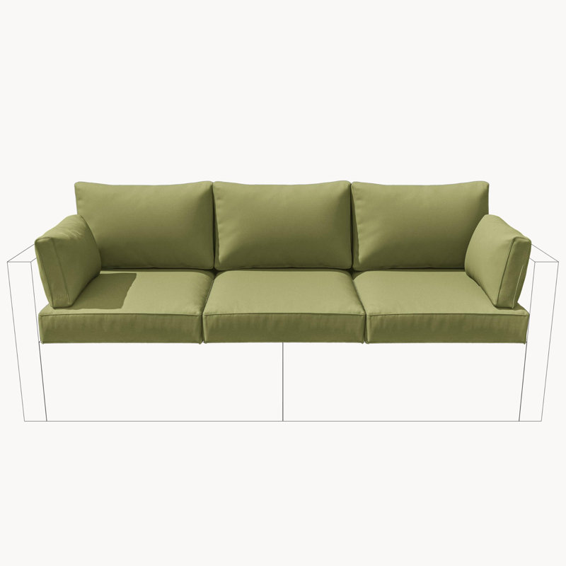 Wynee 8Pcs Outdoor Cushions Patio Furniture Cushions Replacement Set For 3 Seats, Light Green