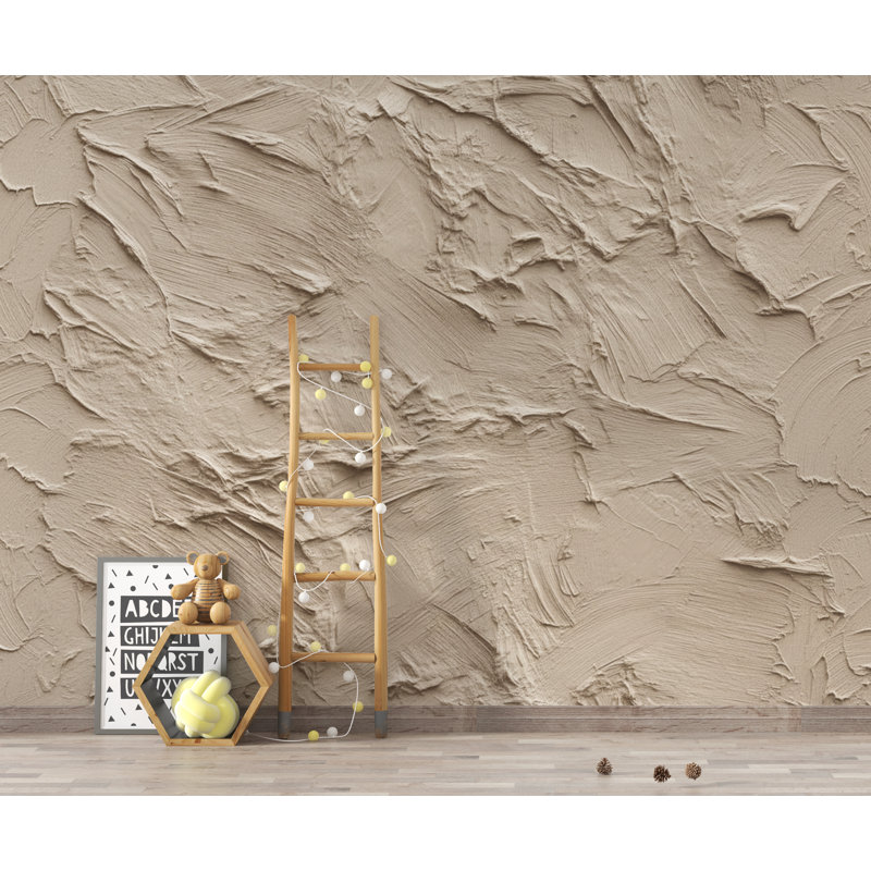 Papier peint texturé lin lin beige | Peler et coller abstrait chaud | Effet mural en argile rustique | Murale moderne texturée 425DRE