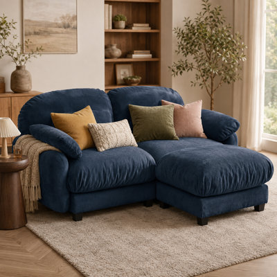 Canapé modulaire en L à 2 places avec repose-pieds amovible Lunorvane, ensemble de canapé modulaire en chenille confortable, coussins de siège profond, 2 coussins lombaires, conception combinée
