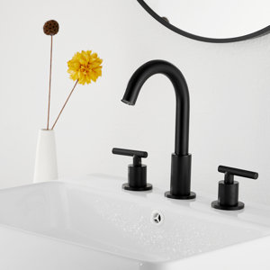 Widespread Bathroom Faucet with Drain Assemly black 