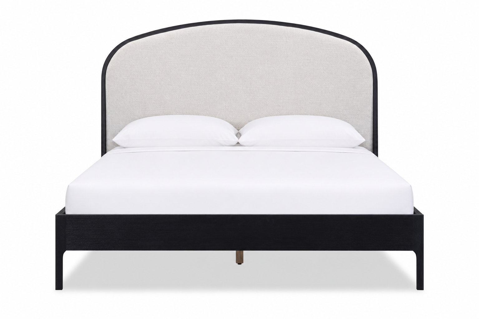 Seabrook Wood Bed with Upholstered Headboard, Black, Queen