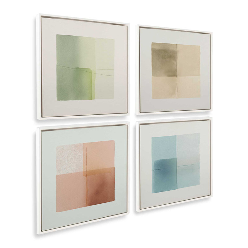 Ensemble de 4 impressions équilibrées, Cadre flottant blanc opaque, 12 po x 12 po