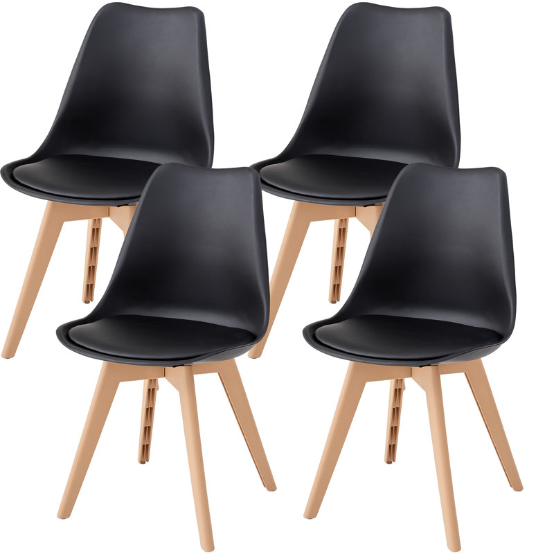 Modern Minimalist Dining Chair – Kitchen Chair with Padded Seat and Plastic Legs (Set of 4), Set of 4