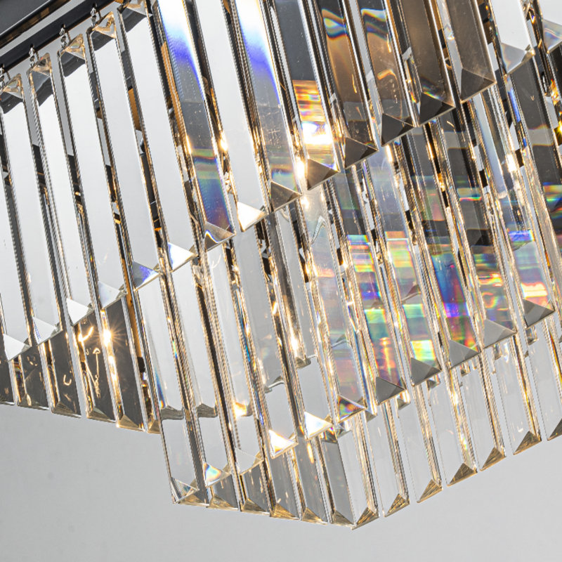 Duvernay 8 - Lustre rectangulaire pour îlot de cuisine avec détails en cristal