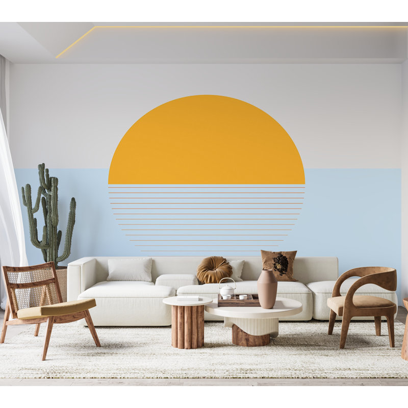 Papier peint de qualité supérieure - Lignes de coucher de soleil, L 96 po x l 120 po
