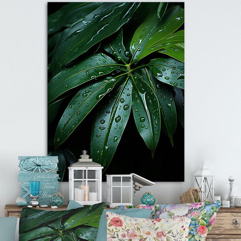 «Emerald Jungle Leaves Embrace», reproduction sur toile, Toile tendue, H 32 po x l 24 po x P 1 po