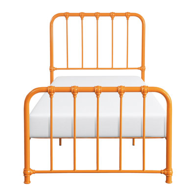 Lit plateforme orange en métal pour lit simple, sans sommier, lit simple pour article essentiel, ameublement idéal