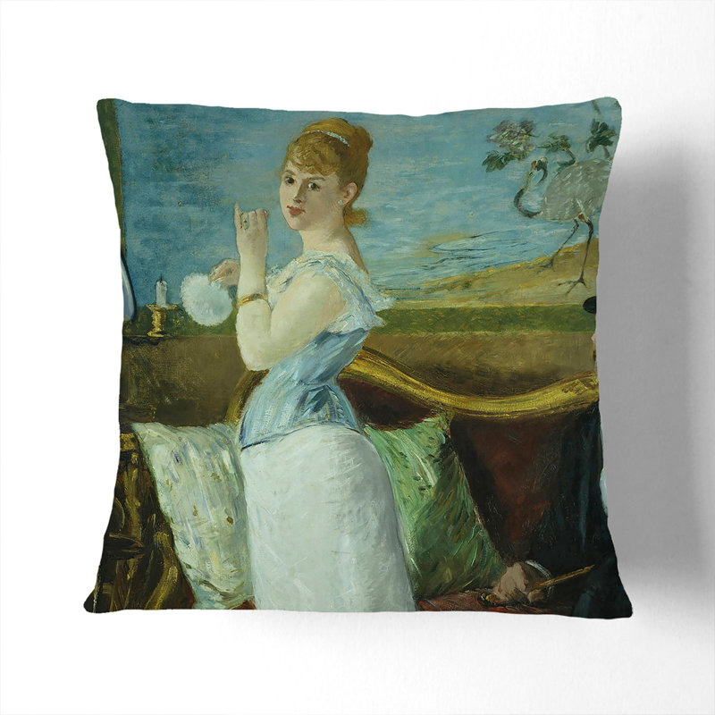 Nana By Edouard Manet Square Throw Cushion, Stone, 55cm H x 55cm W x 20cm D