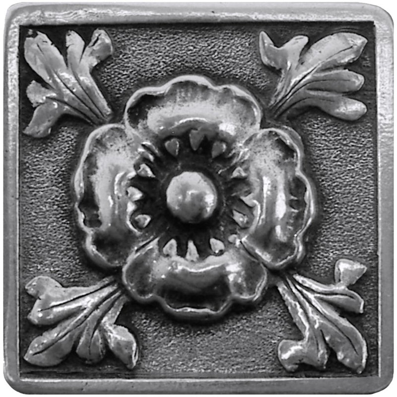 English Garden Square Knob, Brilliant Pewter