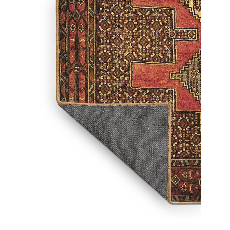 Tapis marocain fabriqué à la machine en brun, Rectangle 7 pi x 9 pi