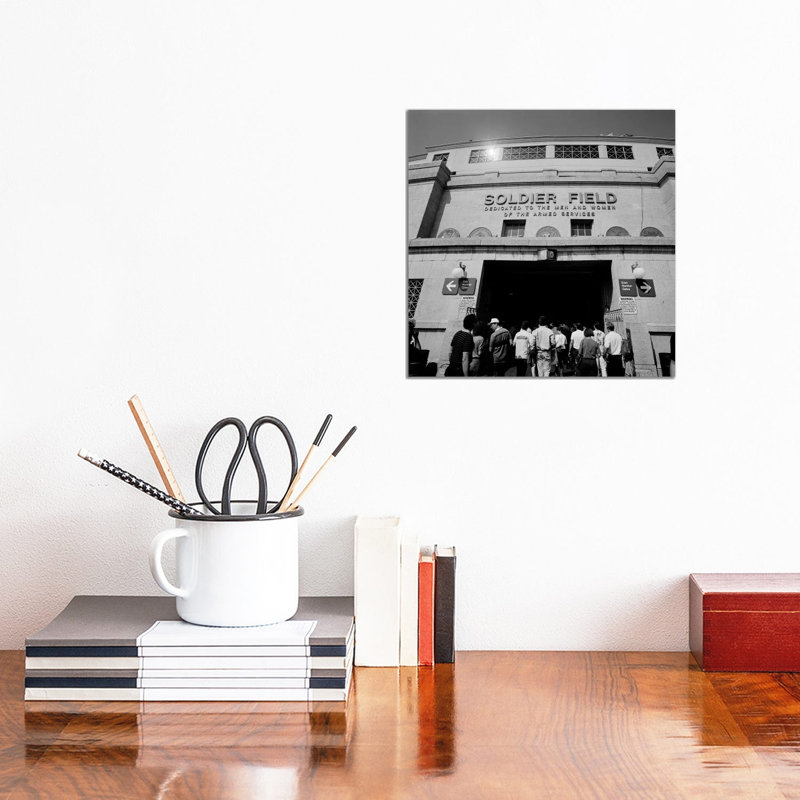 Spectators Entering A Football Stadium, Soldier Field, Lake Shore Drive, Chicago, Illinois, USA by Panoramic Images - Wrapped Canvas Print