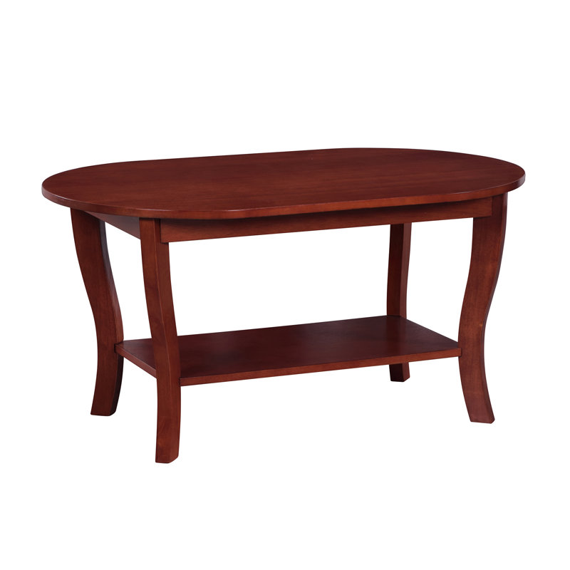 Carbin 36" Oval Coffee Table with Shelf, Mahogany