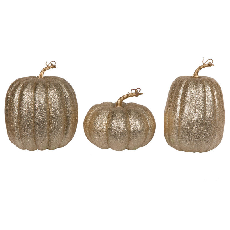 Ensemble de citrouilles scintillantes 8 po, Champagne