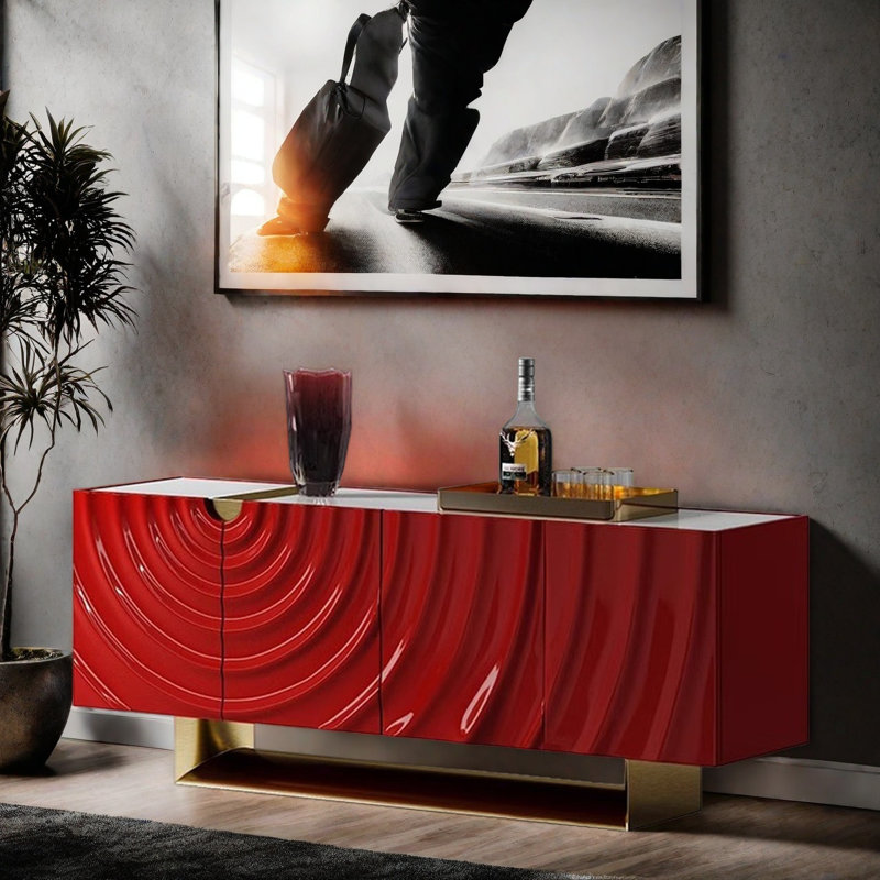 Buffet de salle à manger luxueux de style italien, H 27,56 po x l 62,99 po x P 17,72 po