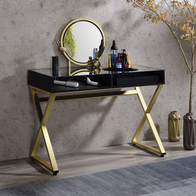 VANITY DESK W/MIRROR & JEWELRY TRAY