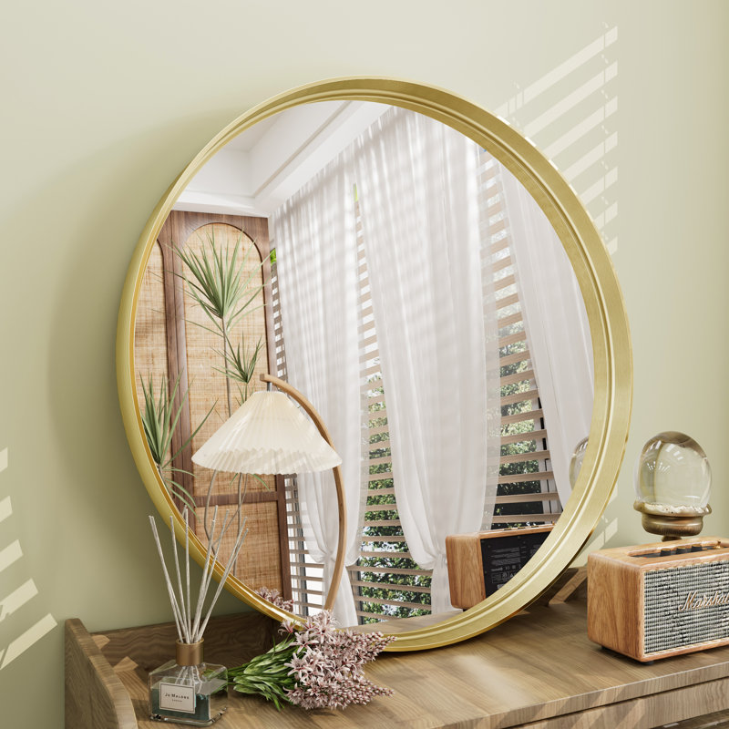 Miroir mural Aevar, 24 po x 24 po, Or brossé