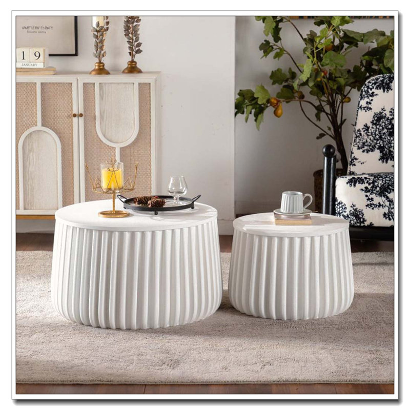 Ensemble de tables de rangement rondes blanches